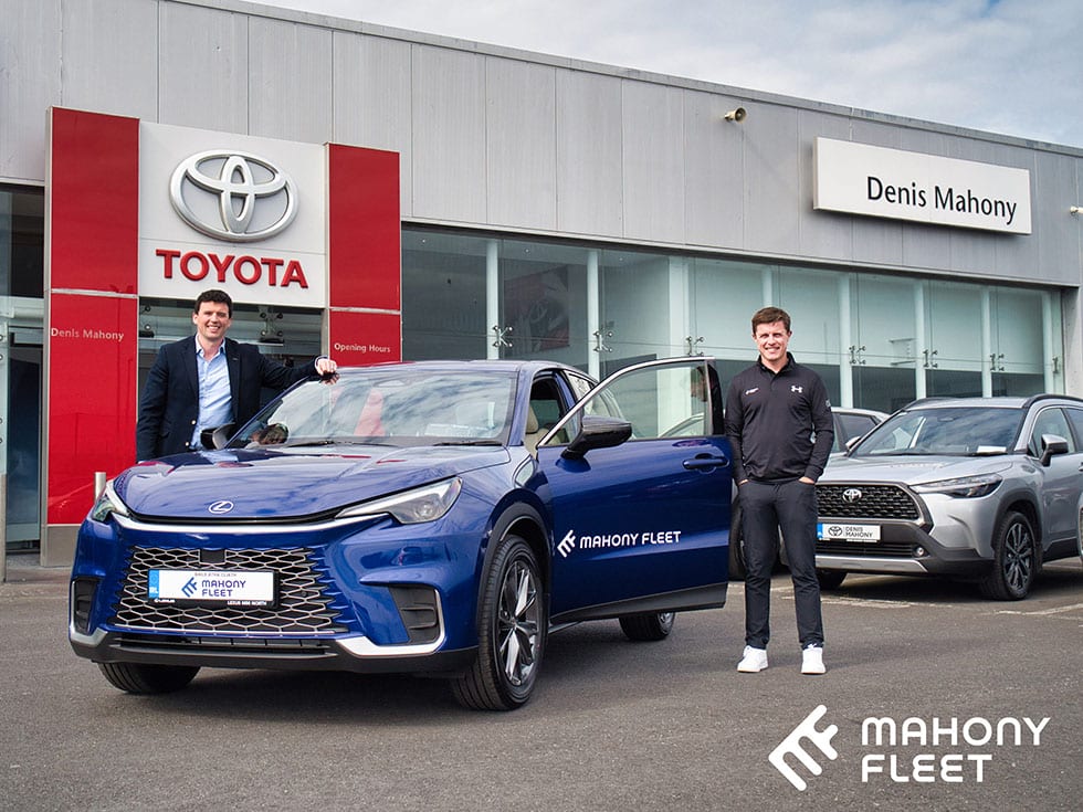 Mahony Fleet Car Leasing Ireland handing over new Lexus LBX to Irish Golfer Conor Purcell